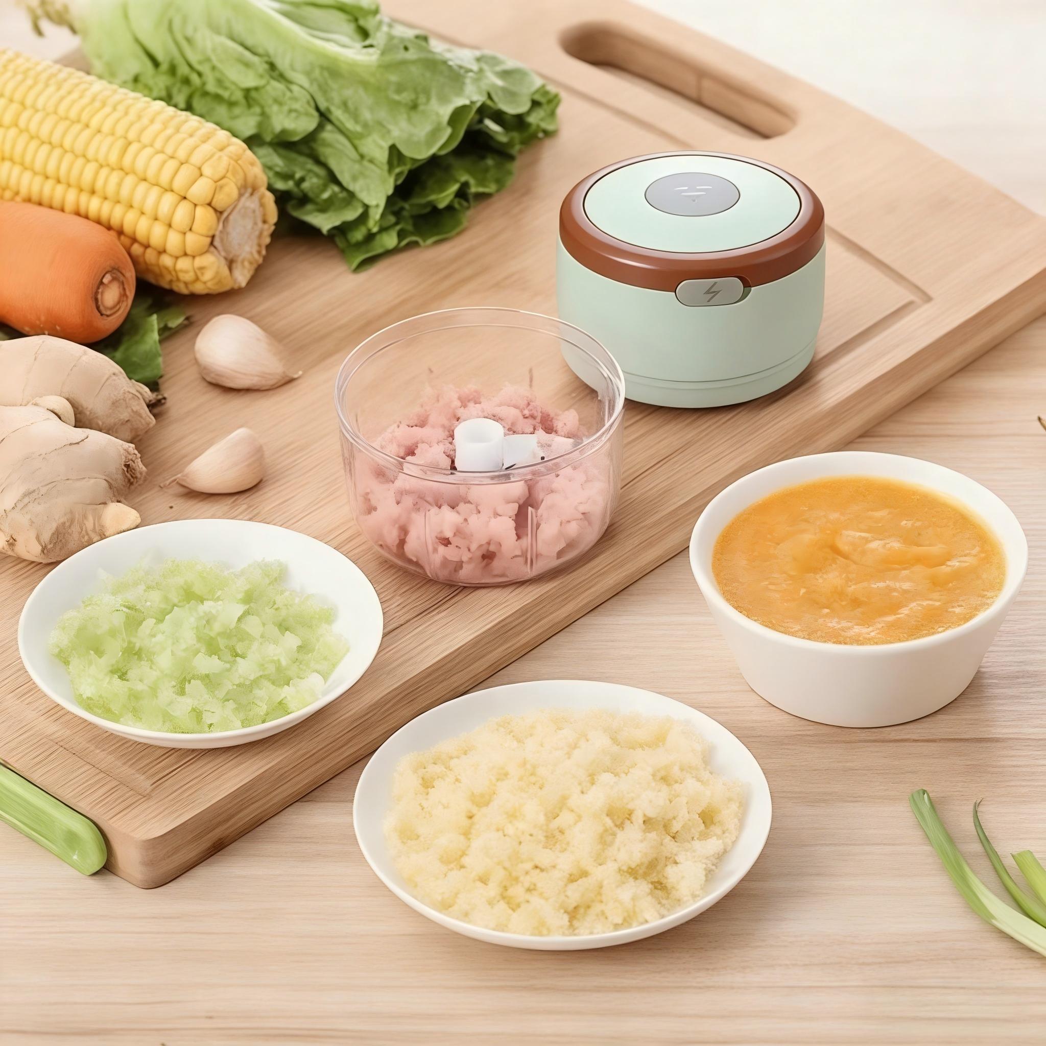 Electric Mini Food Chopper - Compact Portable Kitchen Appliance, Electric Garlic Mincer And Mini Food Processor, Portable Mini Food Processor, Rechargeable Vegetable Blender (Lightweight Design, Suitable for Nuts, Peppers, Onions) Plastic Material - Image 2
