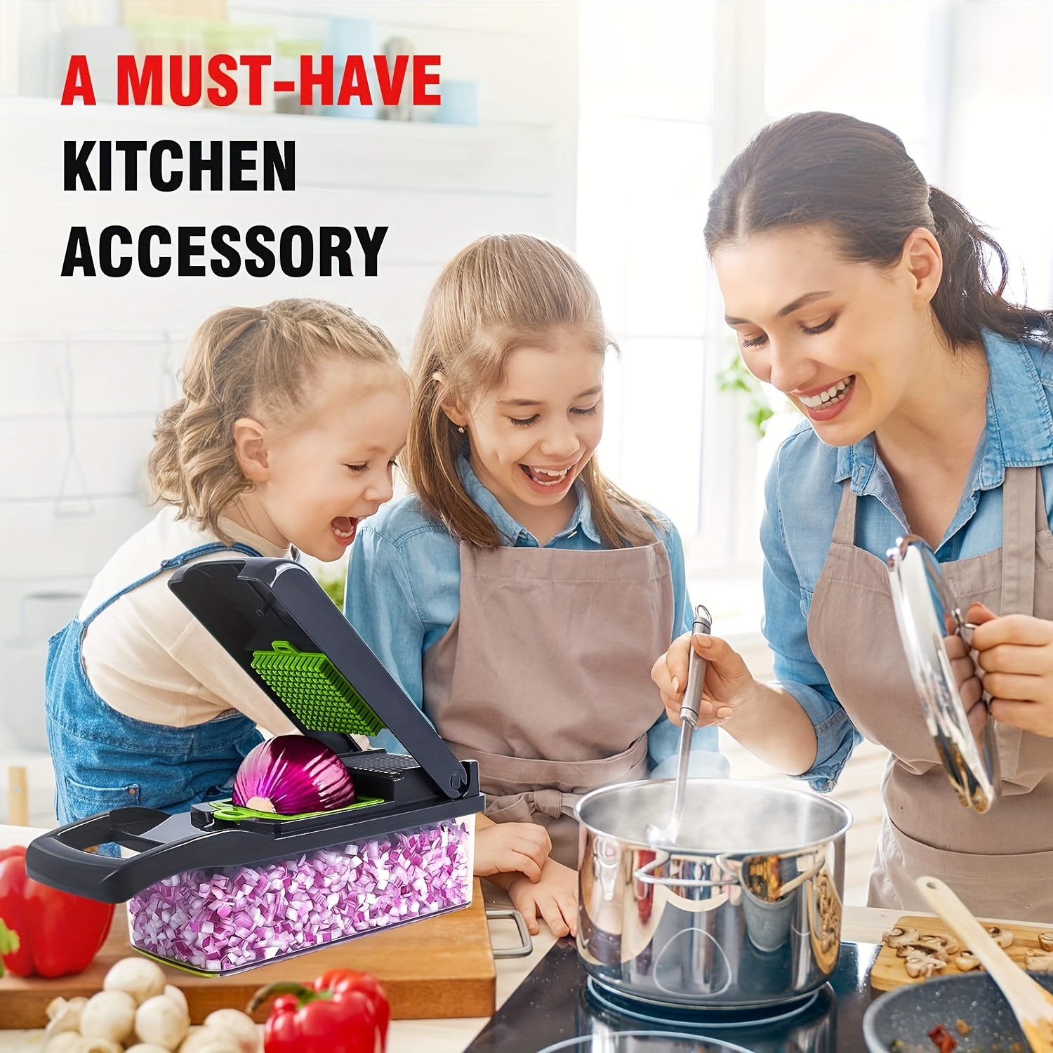 16-In-1 Vegetable Chopper, Professional Onion Chopper, Multi-Functional Food Chopper, Kitchen Vegetable Slicer And Dicer, Vegetable Chopper with 8 Blades, Carrot Chopper with Container Father Gift