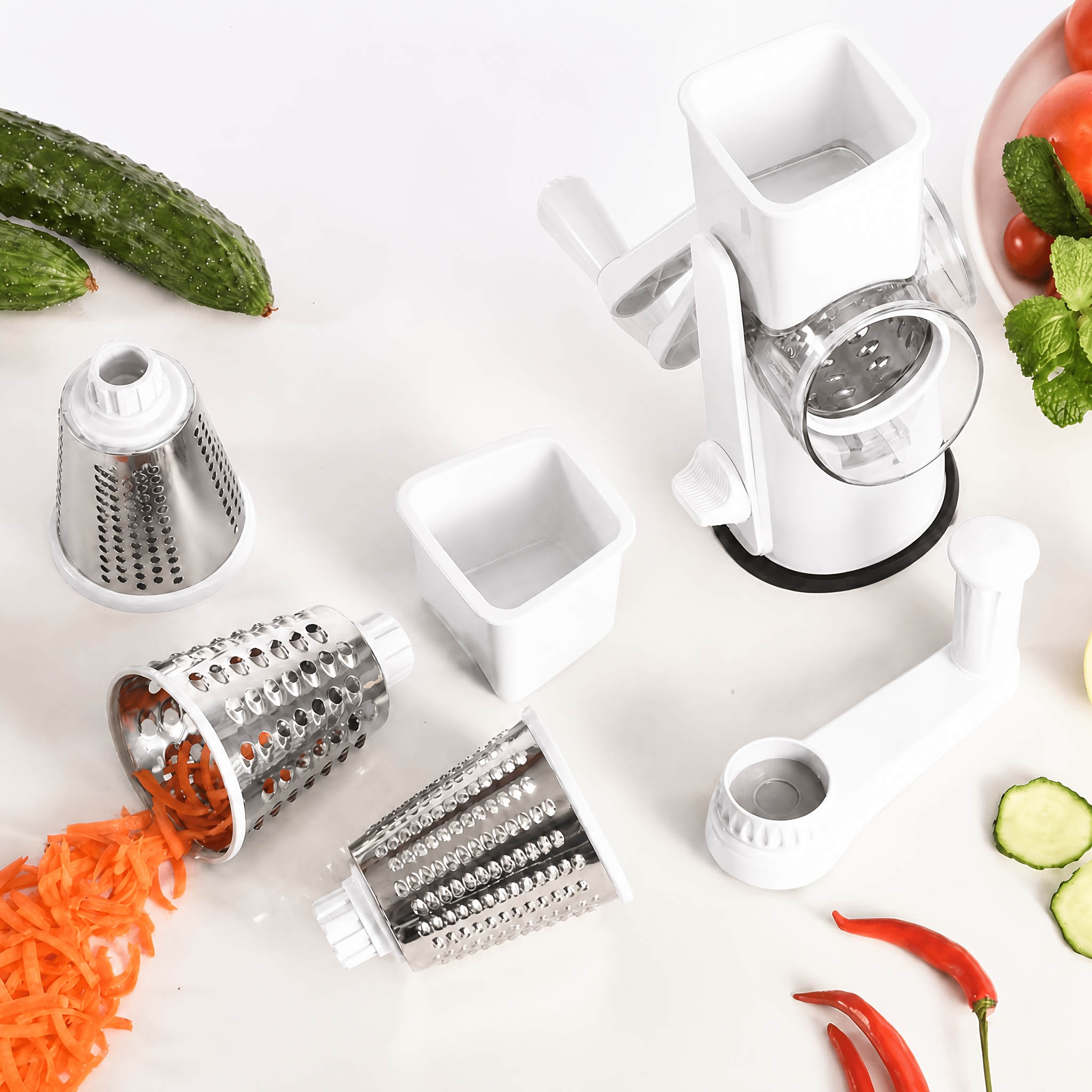 3-In-1 Vegetable Chopper, Professional Onion Chopper, Multi-Functional Food Chopper, Kitchen Vegetable Slicer And Dicer, Vegetable Chopper with 3 Blades, Carrot Chopper with Container Father Gift