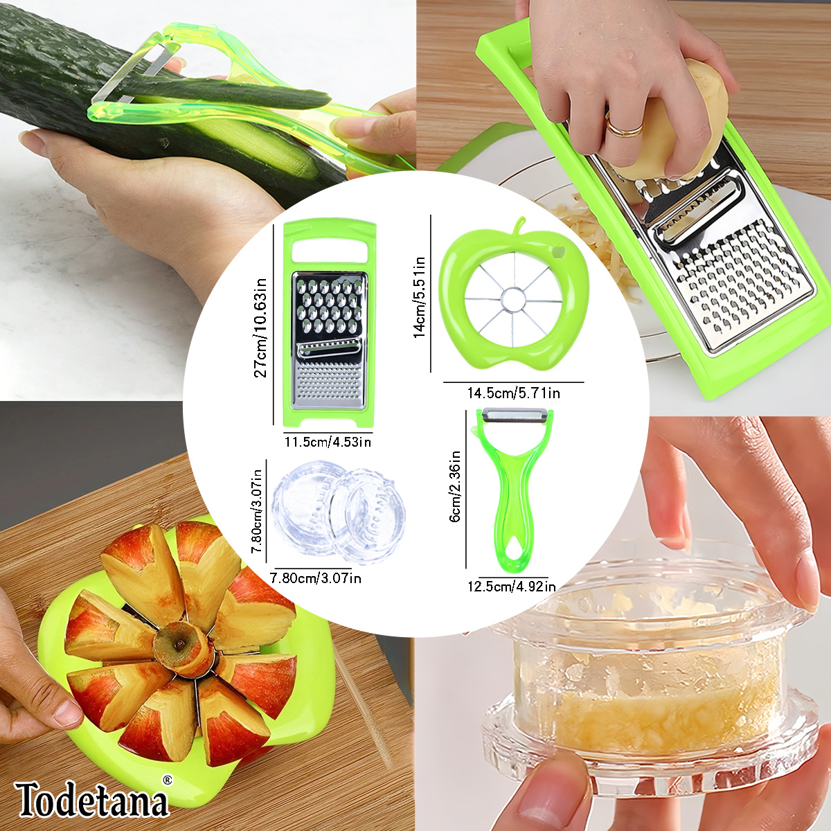 4pcs/set Vegetable Chopper, Professional Garlic Chopper, Multifunctional Food Chopper, Kitchen Vegetable Slicer and Dicer, Vegetable Chopper with Blades, Carrot Chopper