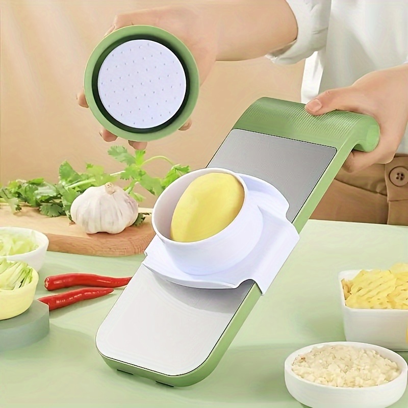 7pcs Stainless Steel Multifunctional Vegetable Slicer and Grater Set, Interchangeable Blades, Manual Kitchen Gadget Tool Kit for Potatoes, Carrots, Cucumbers