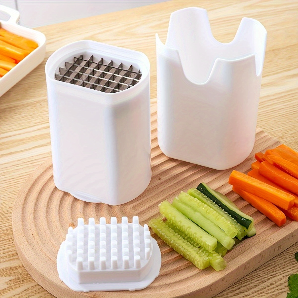 3-Piece Stainless Steel Potato Slicer - Quick & Easy Vegetable Fruit Carrot Cucumber Chopper for French Fries (Manual, No Power Needed)