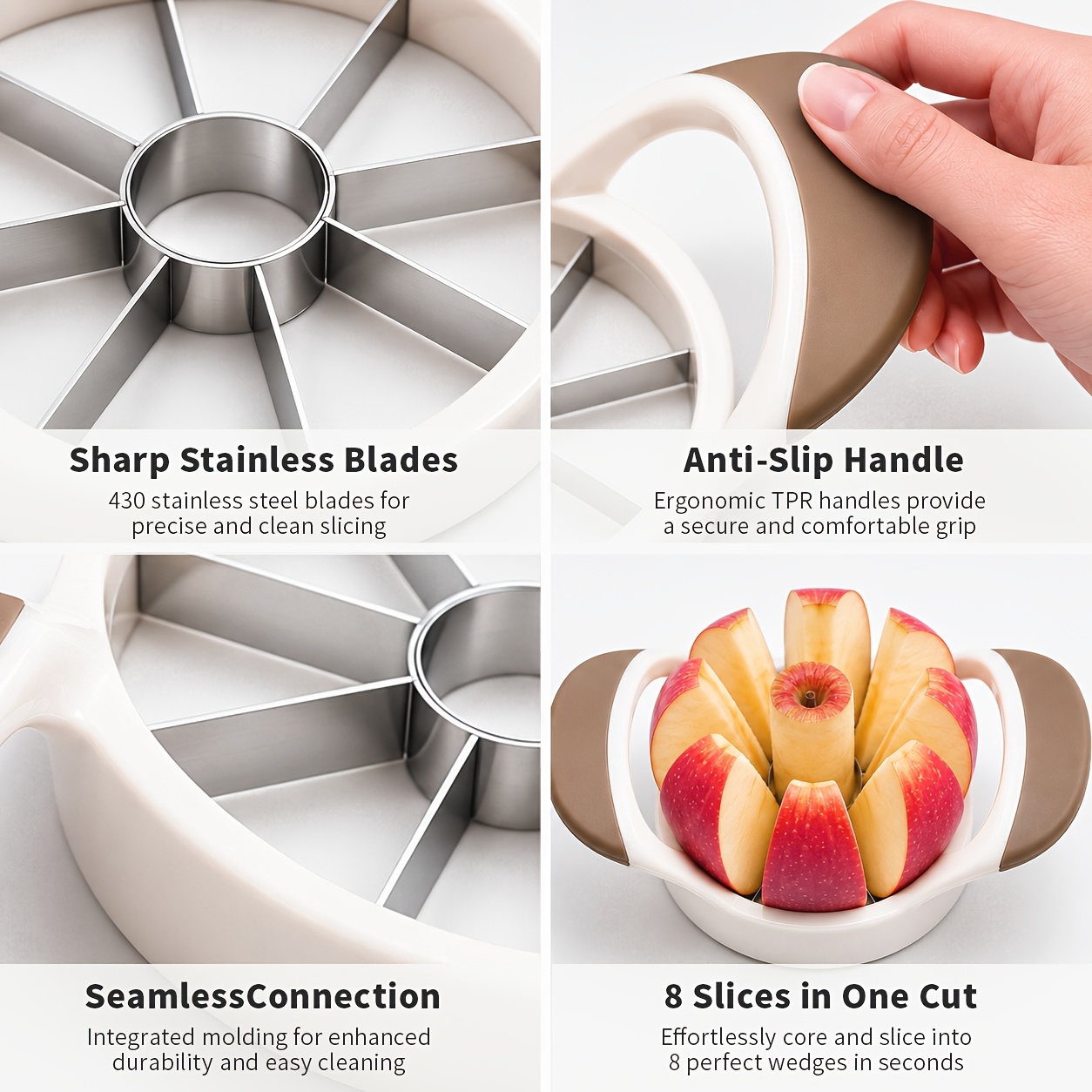 1pc Stainless Steel Fruit And Vegetable Slicer, Ergonomic Dual-Handle Design, Convenient for Cutting Round Fruits And Vegetables Like Apples, Pears, Oranges, Suitable for Kitchen And Outdoor Camping Meal Preparation, Kitchen Essential Gadget - Image 5