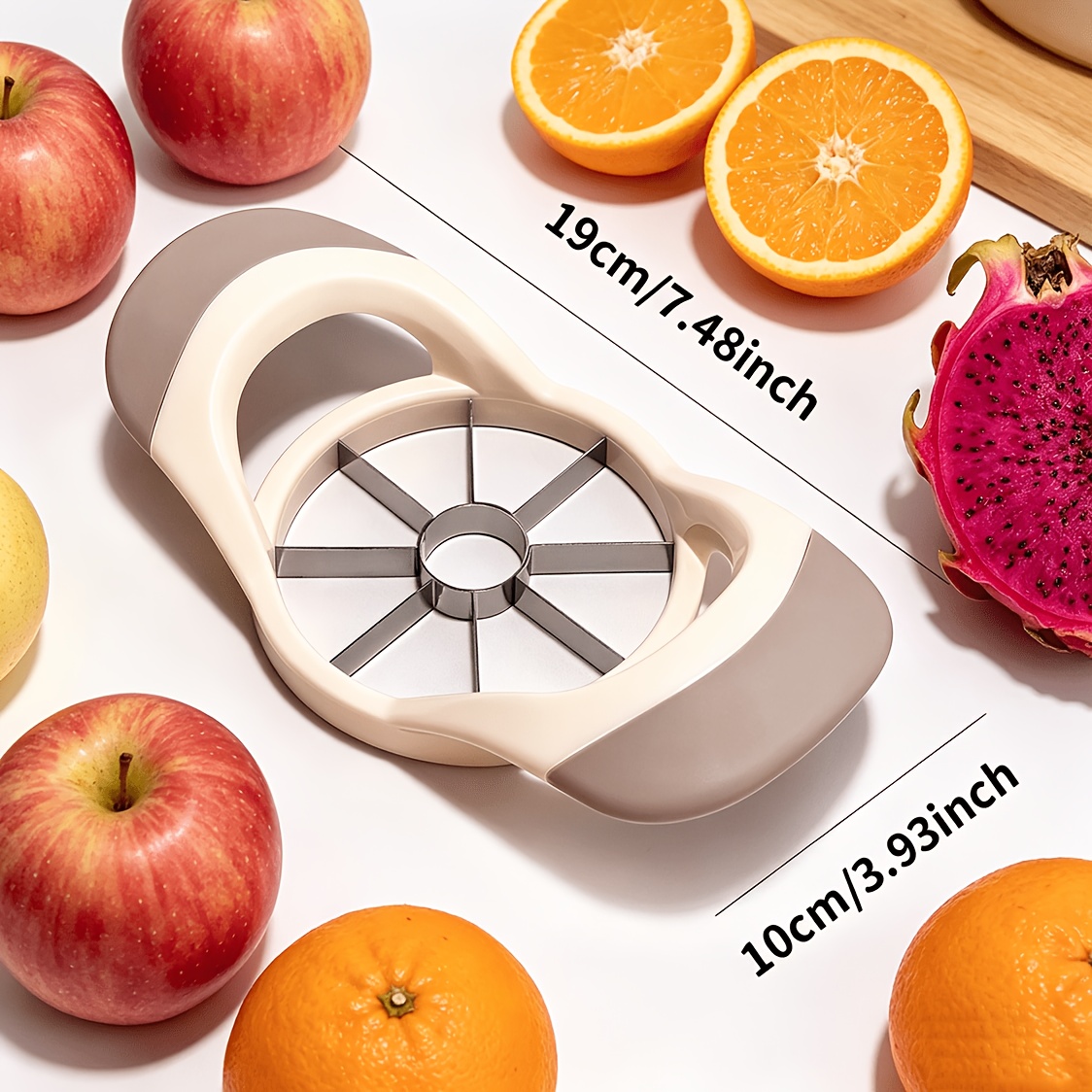 1pc Stainless Steel Fruit And Vegetable Slicer, Ergonomic Dual-Handle Design, Convenient for Cutting Round Fruits And Vegetables Like Apples, Pears, Oranges, Suitable for Kitchen And Outdoor Camping Meal Preparation, Kitchen Essential Gadget - Image 7