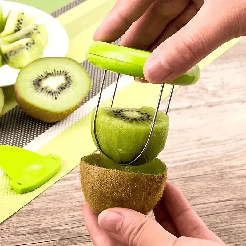 MAMSHIB 1pc Manual Kiwi Fruit Processor, Multifunctional Peeler Corer Slicer All-In-One Tool, Non-Electric Food-Safe Kitchen Gadget, for Fruit Peeling Coring Cutting, Great for Home Meal Prep Camping Picnic Outdoor Cooking