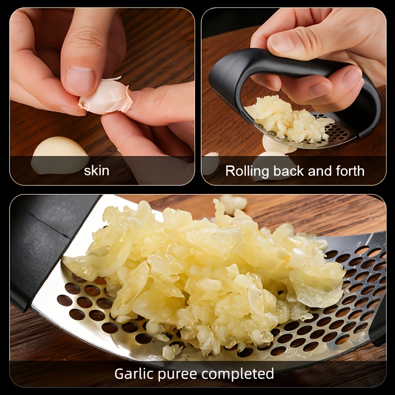 Stainless Steel Garlic Press - Easy-Clean, Portable & Compact Kitchen Tool for Crushing and Chopping Garlic, Perfect for All Seasons, Durable & Stylish Design, Garlic Crusher, Garlic Pres, Garlic Crusher/press, Garlic Chopper, Kitchen Accessory, Kitc - Image 4