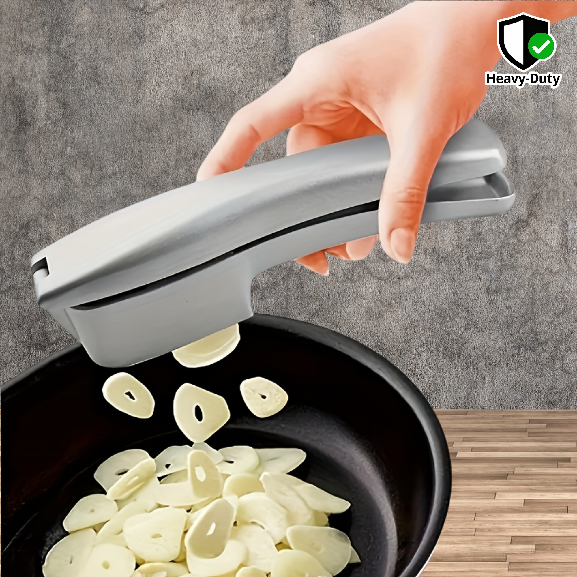 High Effective Garlic Press with Studs, Heavy Duty Garlic Mincer, Easy to Squeeze and Clean, Rust Proof & Dishwasher Safe, Ginger Crusher- Imperial Silvery