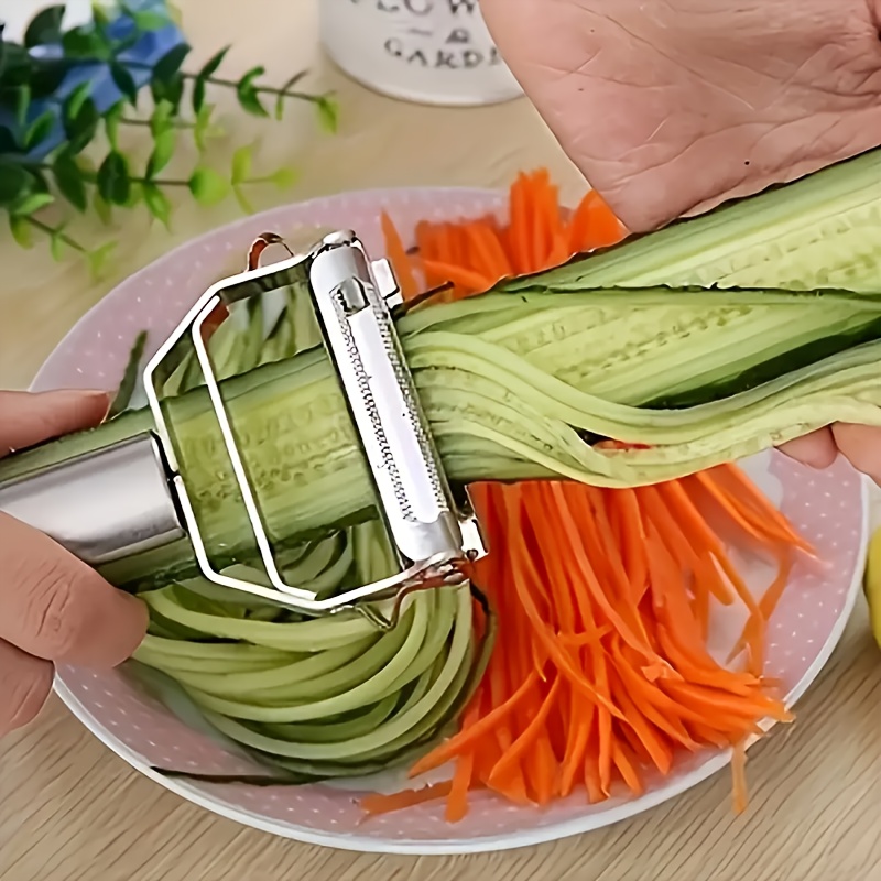 1pc Stainless Steel Peeler And Julienne Cutter, Multi-Functional Potato Peeler Vegetable Fruit Slicer, Manual Food Processor, Heavy Duty Kitchen Tool, Must-Have Gadget for Thanksgiving Christmas