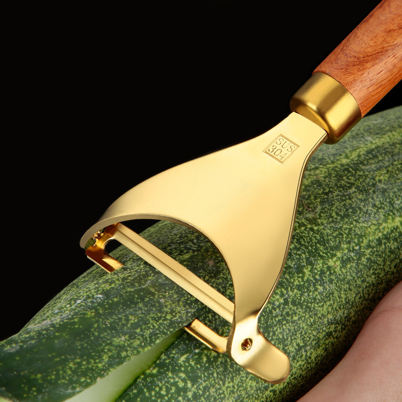 Stainless Steel Fruit Peeler with Wooden Handle for Kitchen Vegetable Grating And Corn Shaving